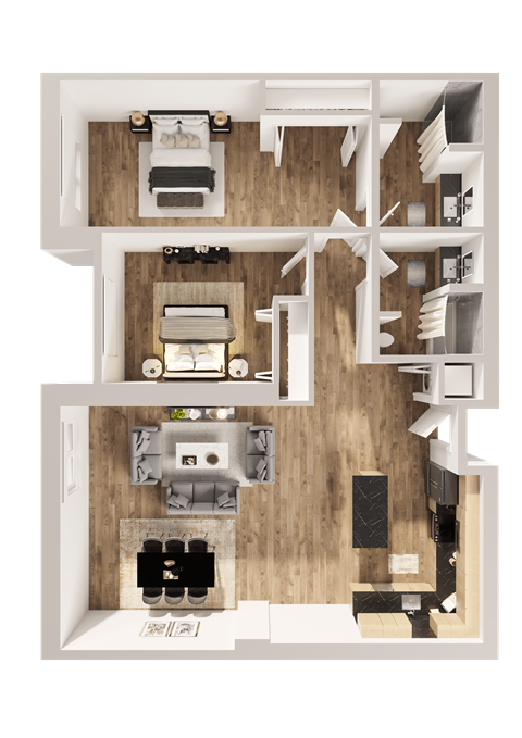 Floor plan for 2 beds, 2 baths, 1561 sqft